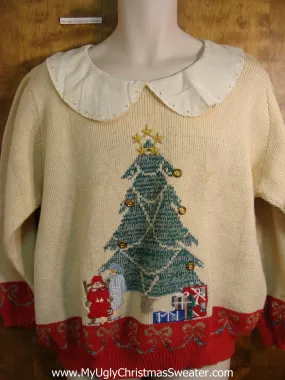 Novelty 80s Funny Christmas Sweater with Corny Collar