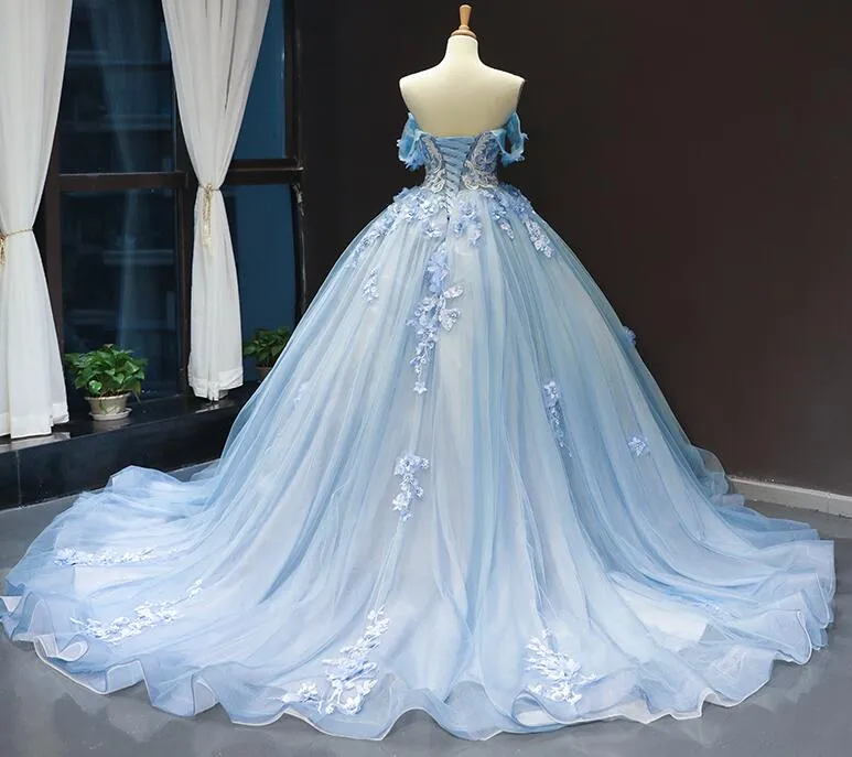 Off Shoulder Ball Gown Long Prom Dress with Appliques and Beading,Fashion Dance Dress,Sweet 16 Quinceanera Dress,BP170