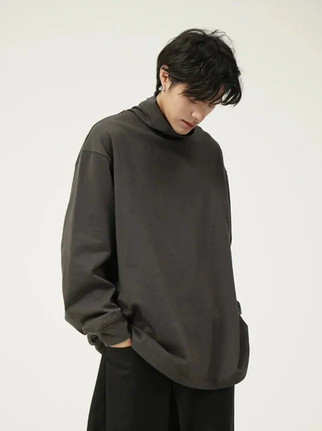 Oversized Crew Funnel-Neck Sweatshirt with Drop Shoulder