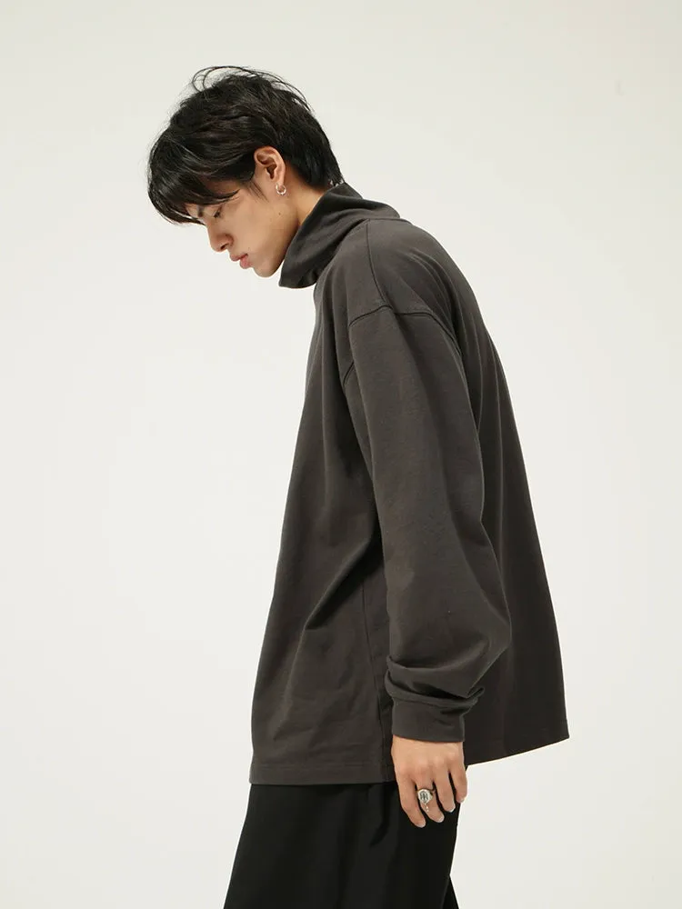 Oversized Crew Funnel-Neck Sweatshirt with Drop Shoulder