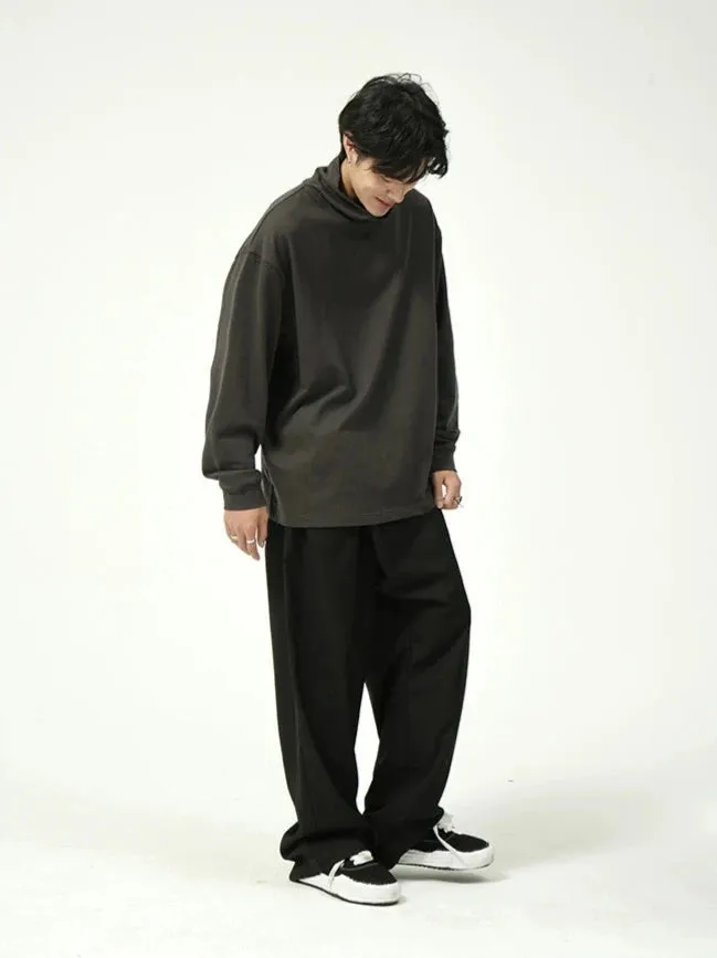 Oversized Crew Funnel-Neck Sweatshirt with Drop Shoulder