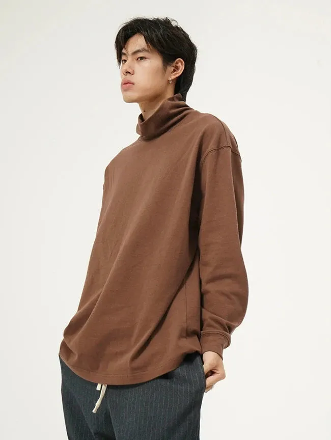 Oversized Crew Funnel-Neck Sweatshirt with Drop Shoulder