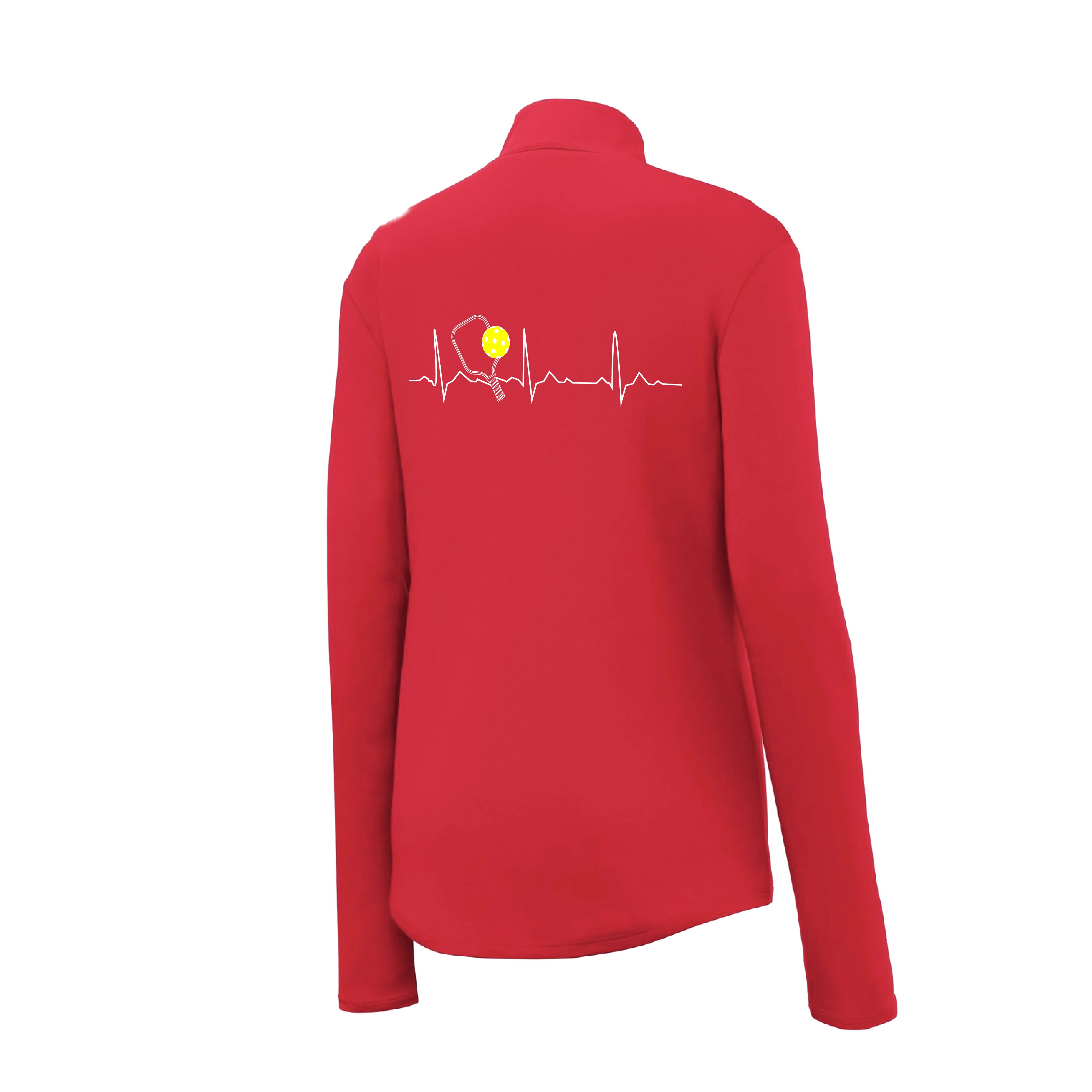 Pickleball Heartbeat EKG (Customizable) | Women's 1/4 Zip Pullover Athletic Shirt | 100% Polyester