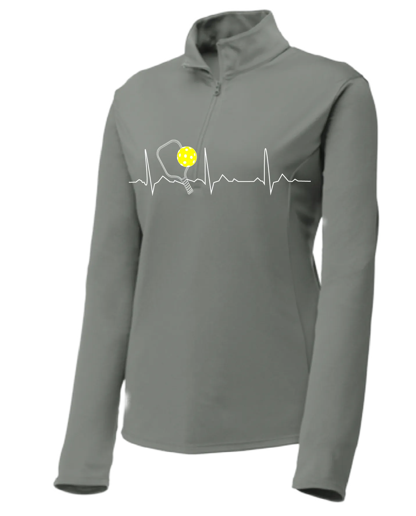 Pickleball Heartbeat EKG (Customizable) | Women's 1/4 Zip Pullover Athletic Shirt | 100% Polyester