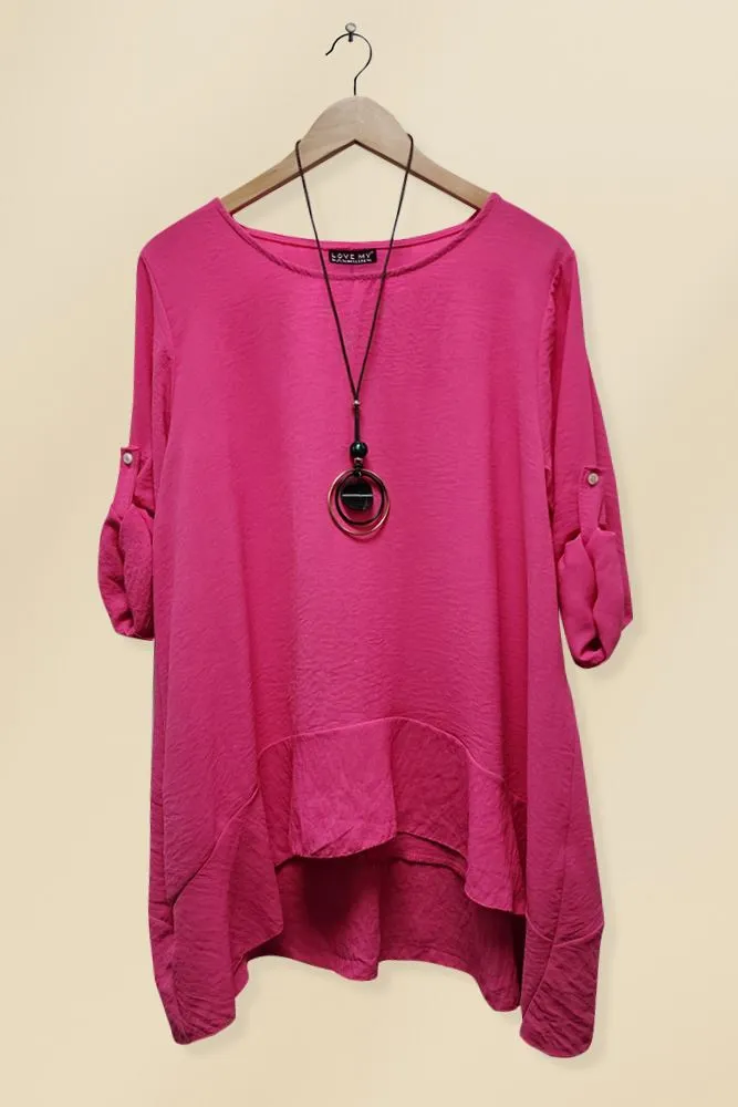 Plain Plus Size Necklace Tunic Top