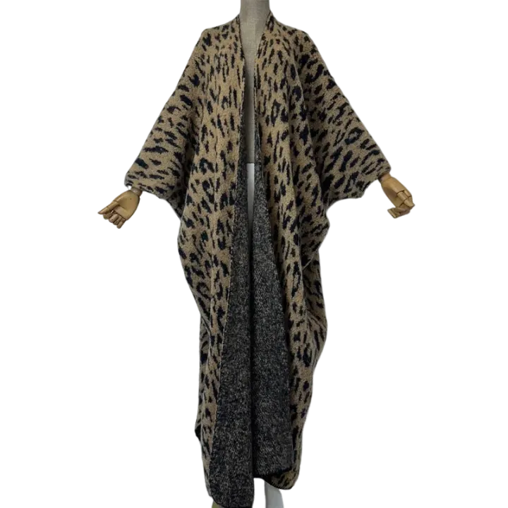 Pre Order:  Minimalist Leopard Print Maxi Cardigan - WINI