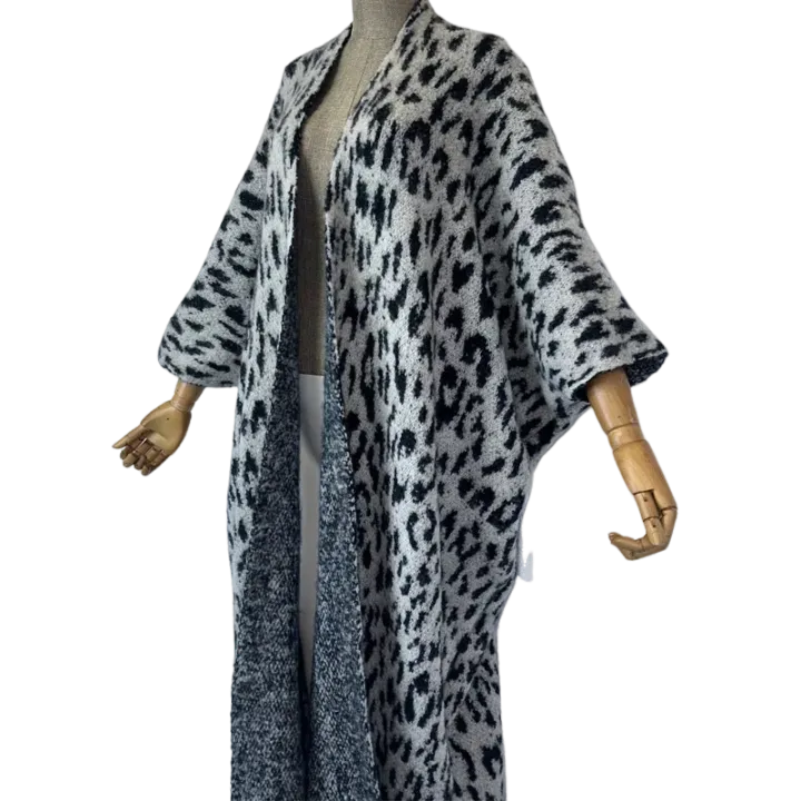 Pre Order:  Minimalist Leopard Print Maxi Cardigan - WINI