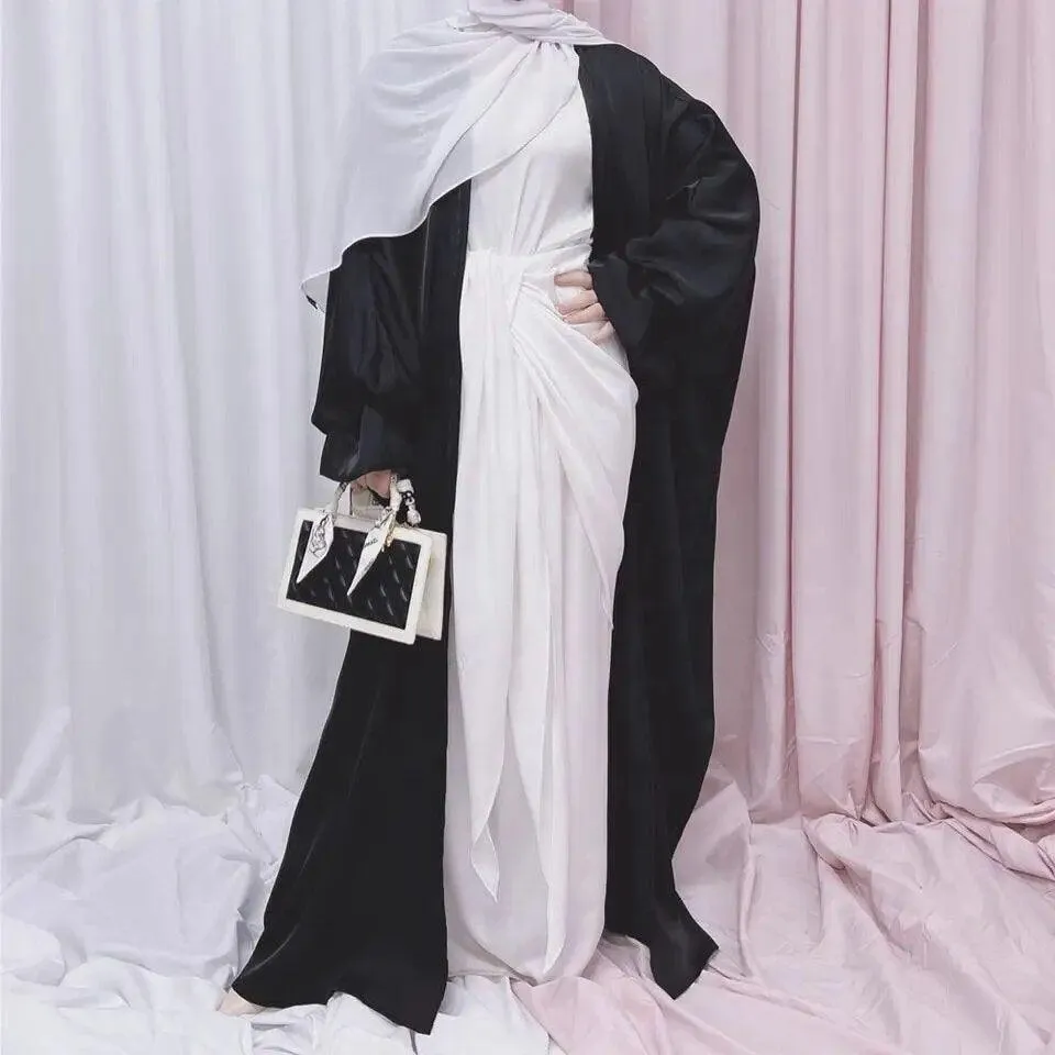 Puff Sleeve Casual Middle Eastern Islamic Open Abaya