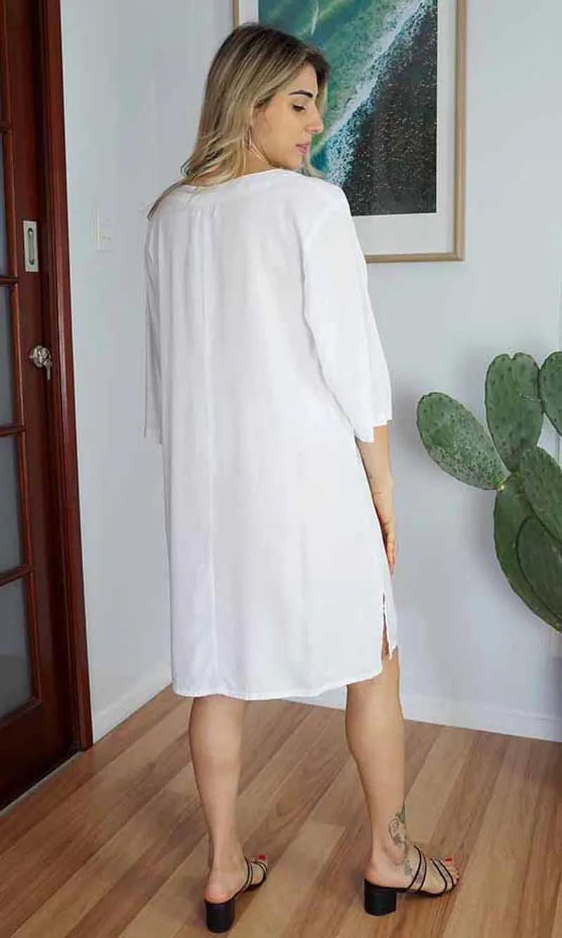 Rayon Dress 3/4 Sleeve Plain, More Colours