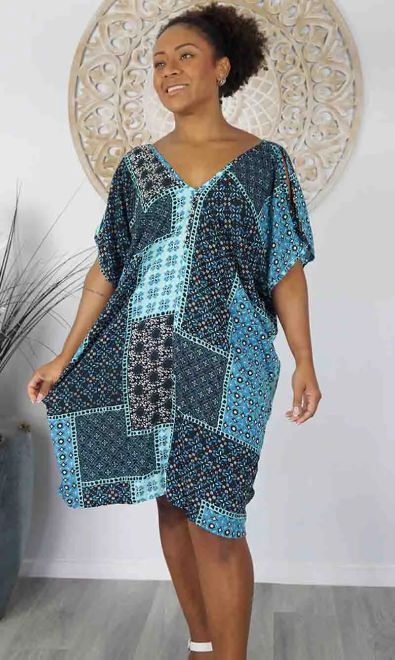 Rayon Dress Drifter Patch Batik Navy