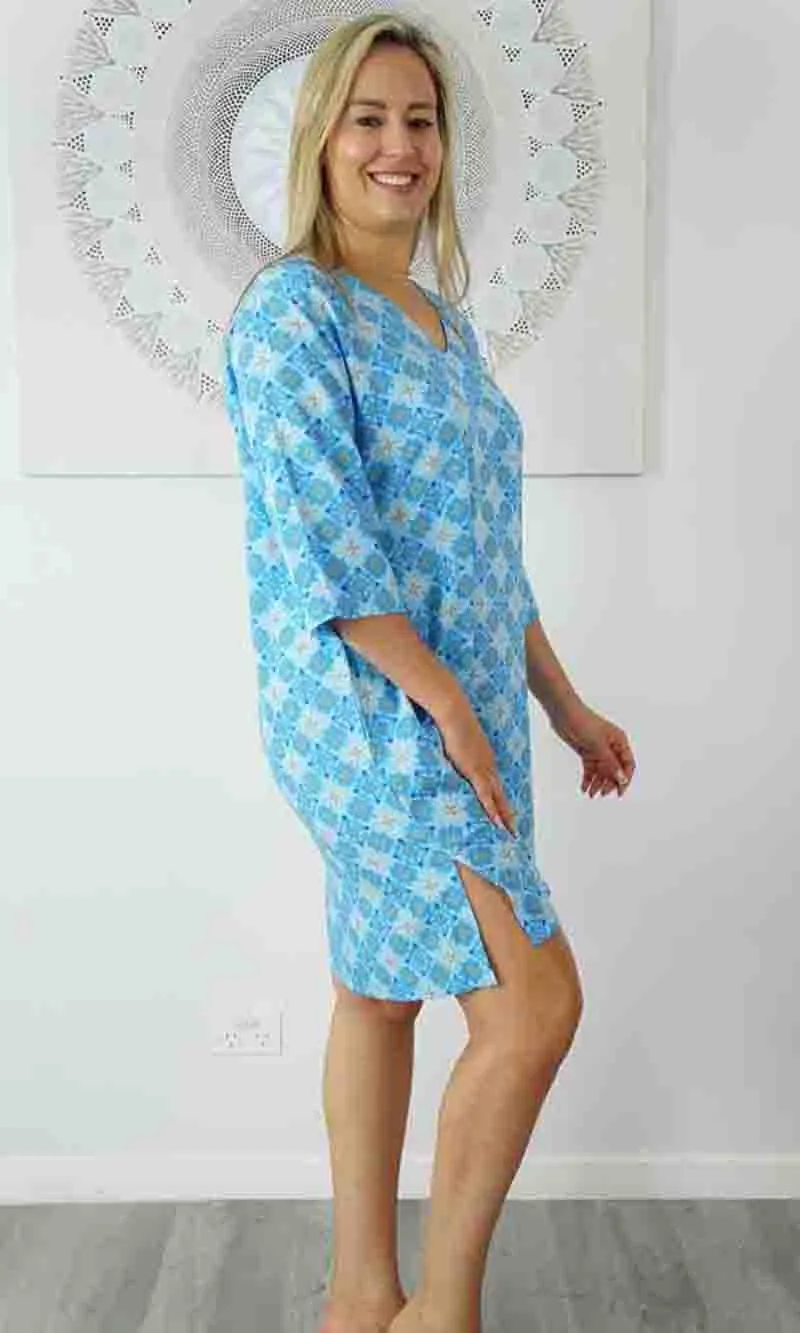 Rayon Tunic 3/4 Sleeve Snowflower, More Colours