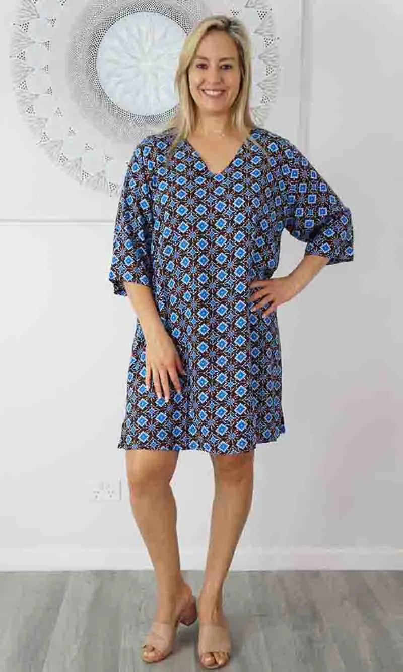 Rayon Tunic 3/4 Sleeve Snowflower, More Colours