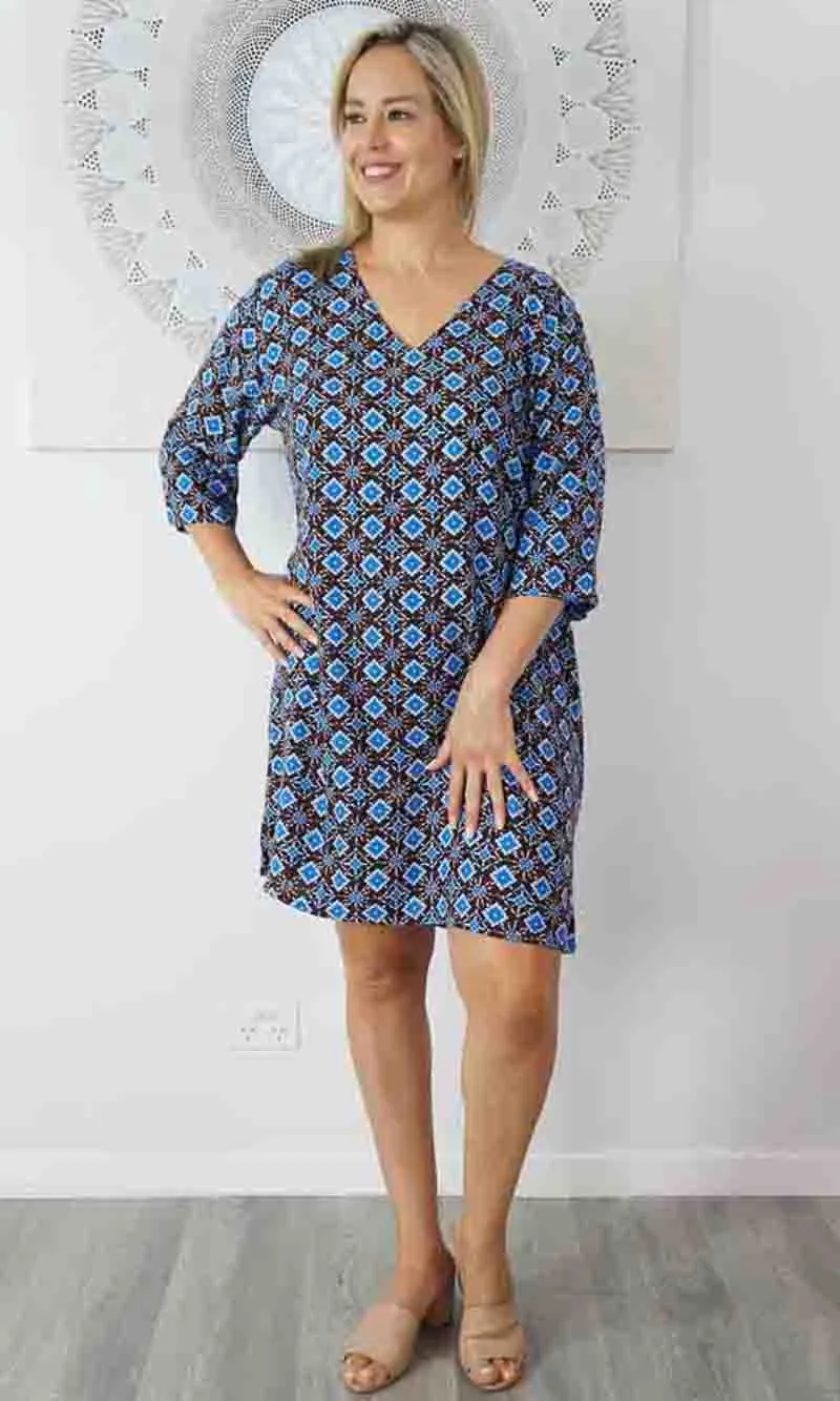 Rayon Tunic 3/4 Sleeve Snowflower, More Colours