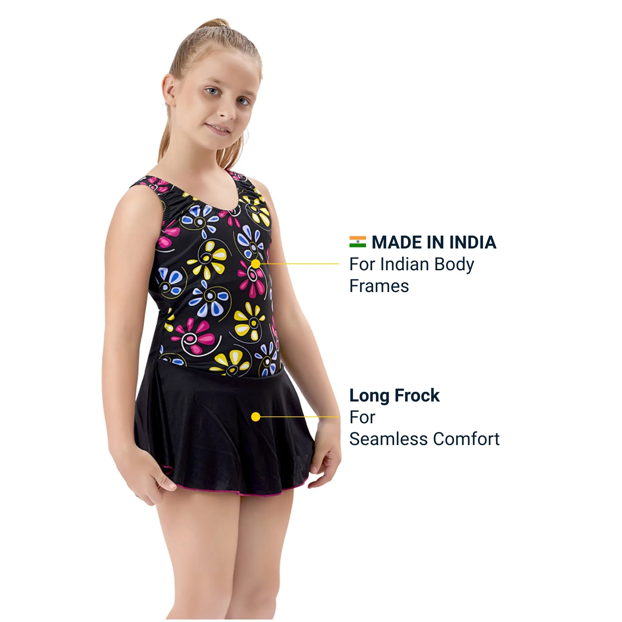 Retro Girls SWIM DRESS WITH SHORTS (Quick Dry and Anti Chafing)