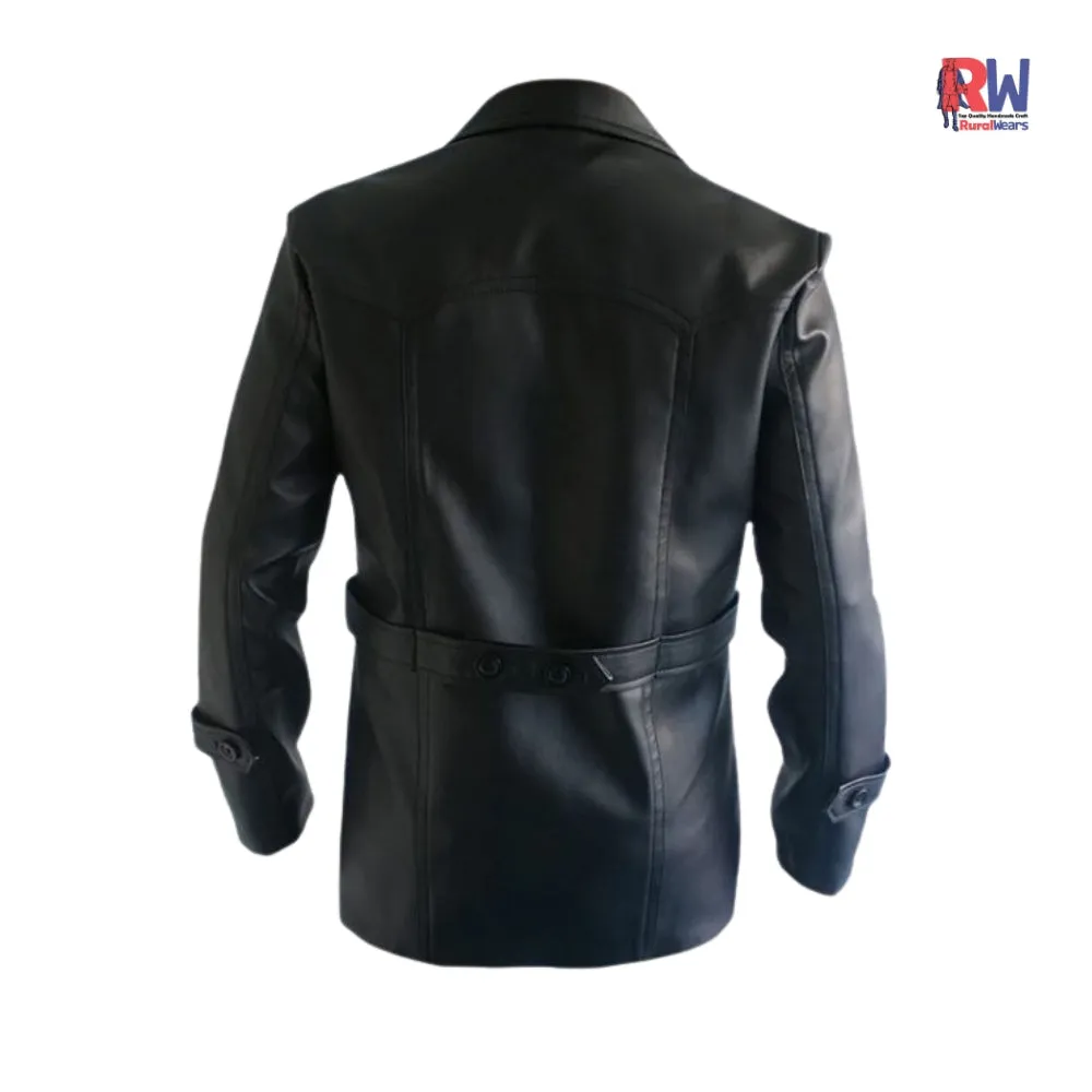 RW Authentic Cowhide Dr Who German WWII Black Cowhide Leather Jacket