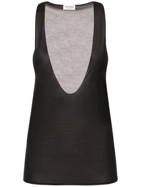 Saint Laurent   Scoop neck silk tank top 