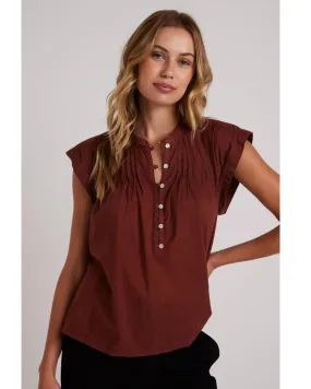 Short Sleeve Pintuck Pullover Cherry Mahogany