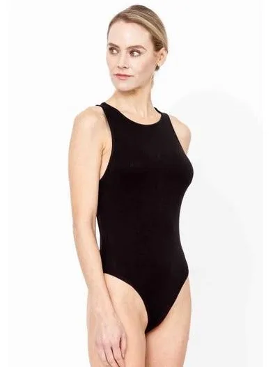 S.K. Bamboo Halter Bodysuit - Black