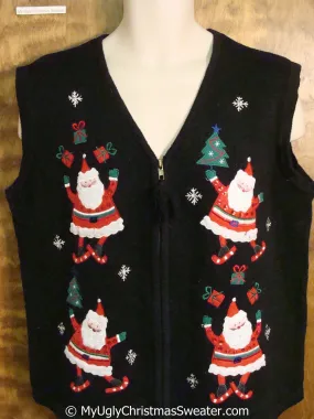 Skating Santas Ugly Christmas Sweater Vest