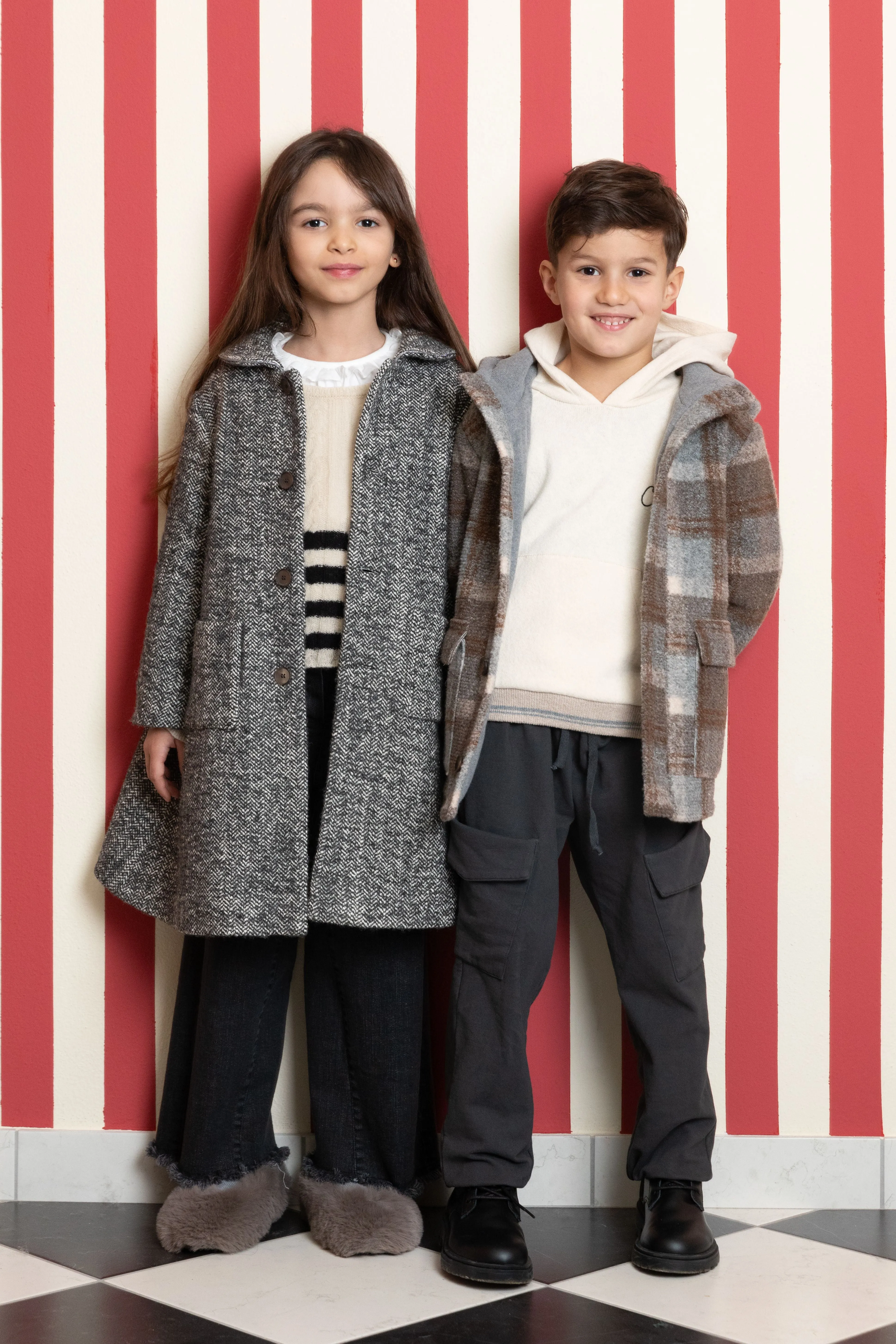 Solid Knitted Kids Peacoat