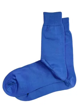 Solid Royal Blue Cotton Dress Socks By Paul Malone