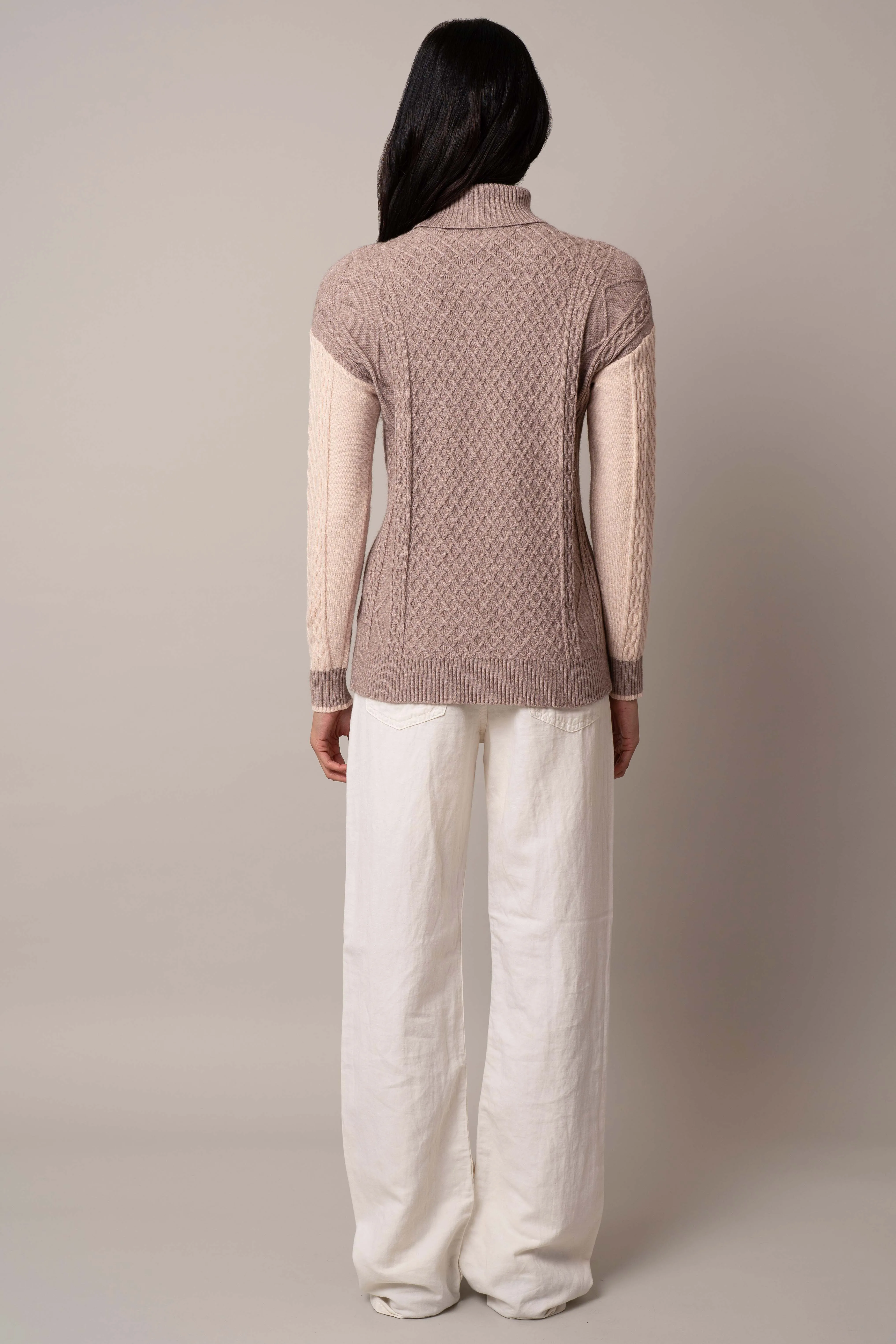 Two-Tone Turtle Neck Pullover