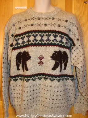 Ugly Christmas Sweater Party Vintage Nordic Bear Sweater by Woolrich (v44)