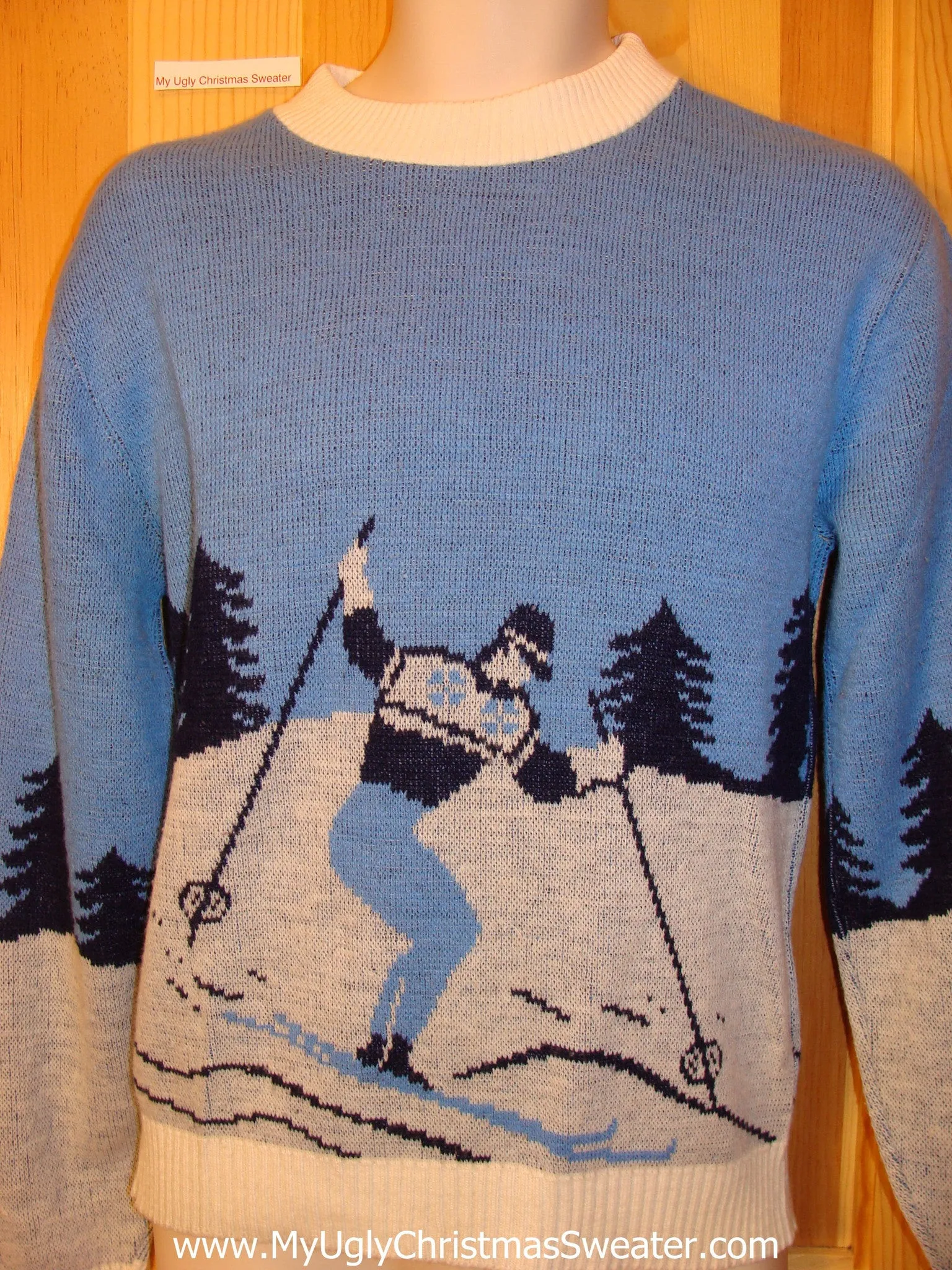 Ugly Christmas Sweater Party Vintage Tacky Sweater Ski Skier