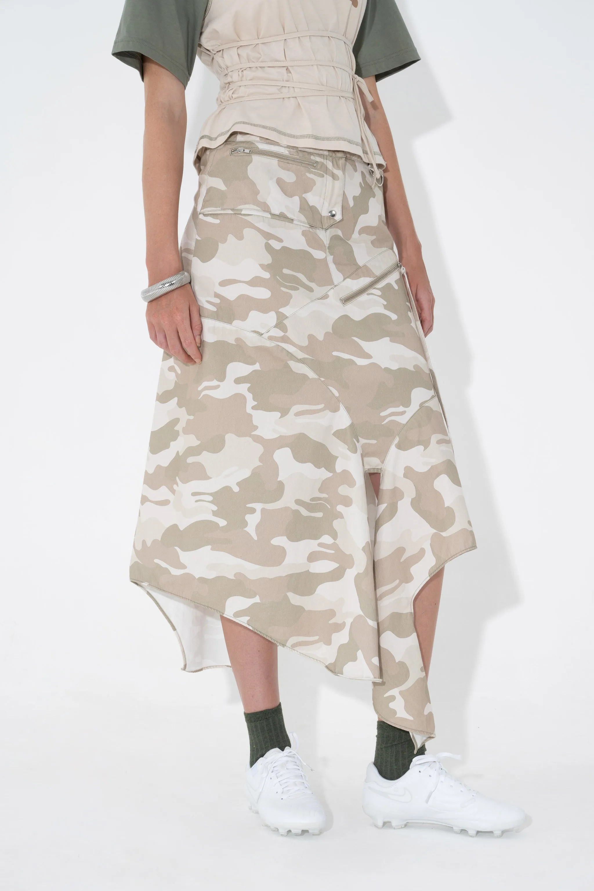 Utility Drape Skirt in Bunny Camo