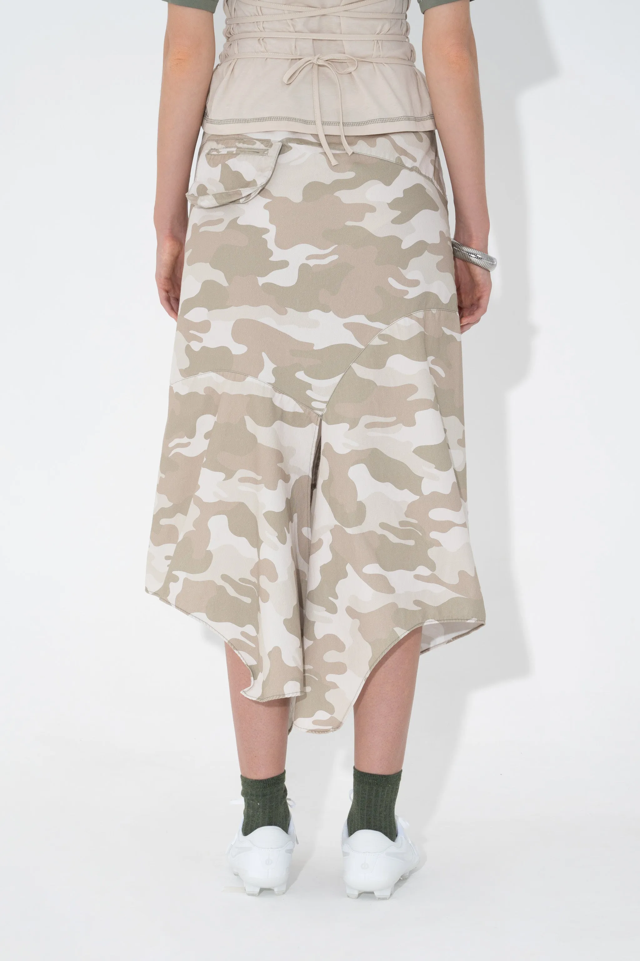 Utility Drape Skirt in Bunny Camo