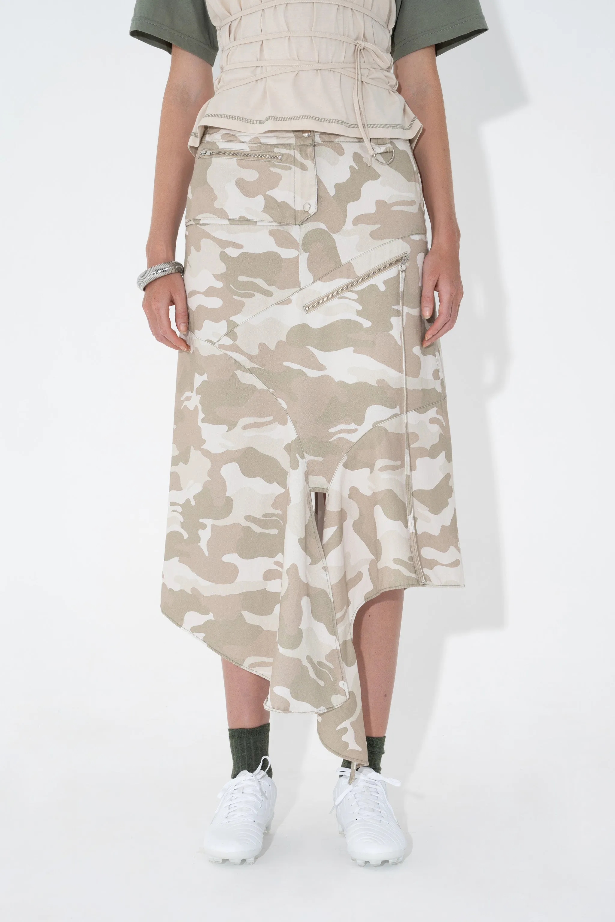 Utility Drape Skirt in Bunny Camo