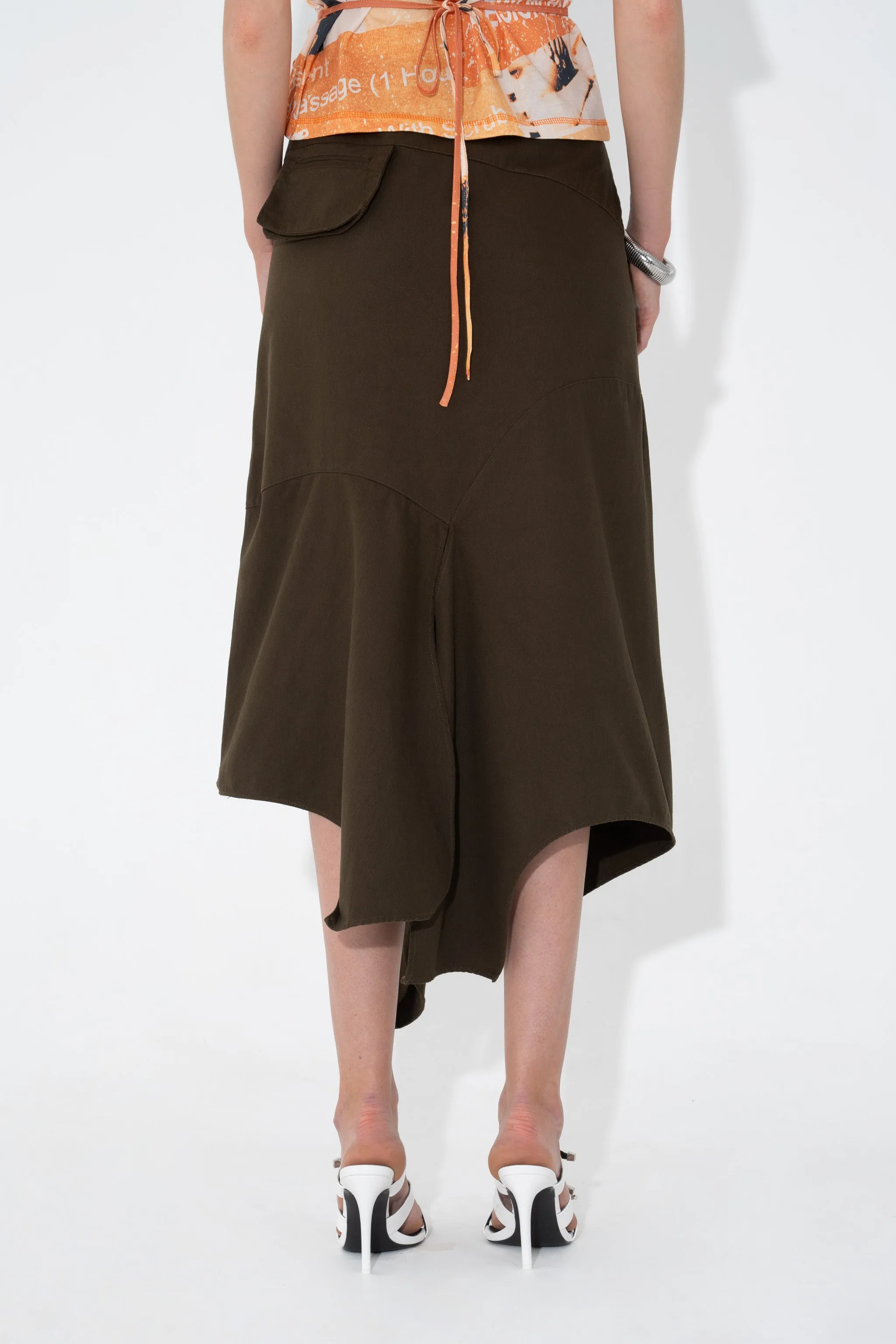 Utility Drape Skirt in Olive