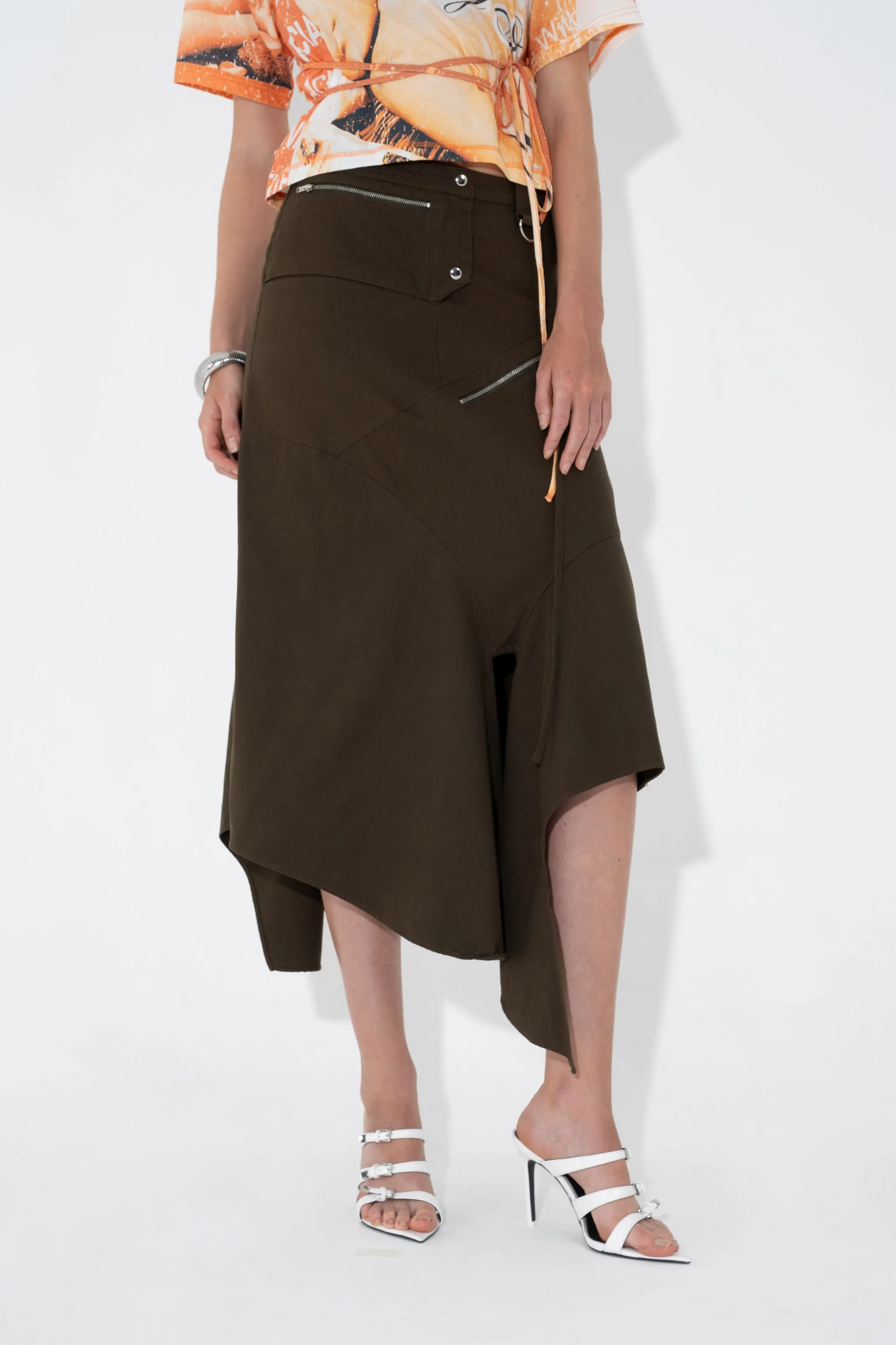 Utility Drape Skirt in Olive