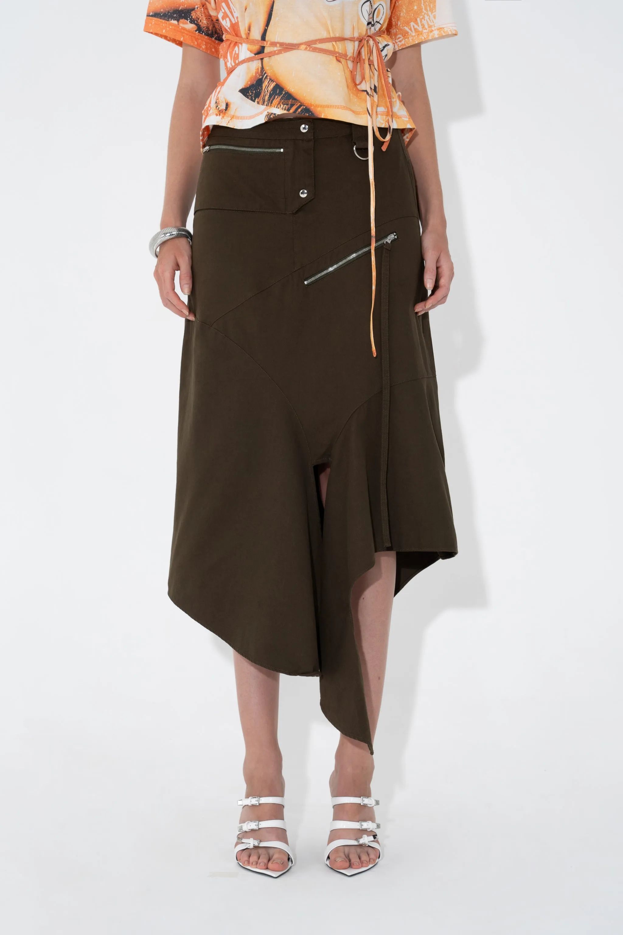 Utility Drape Skirt in Olive