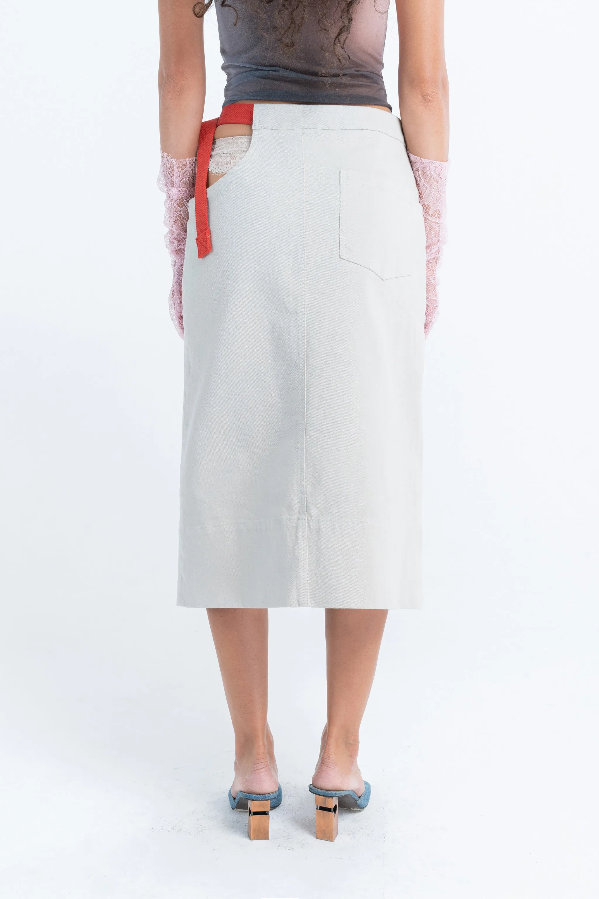 Utility Peep Skirt in Oyster