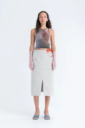 Utility Peep Skirt in Oyster