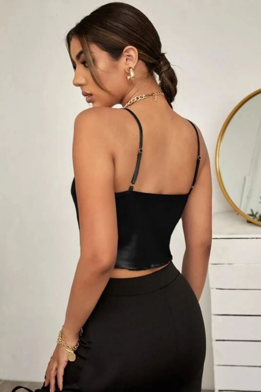 Women Black Satin Top