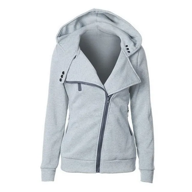 Women Long Sleeve Jackets Zipper Warm Hoodies Jumper Overcoat