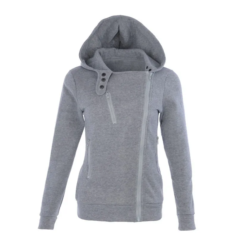 Women Long Sleeve Jackets Zipper Warm Hoodies Jumper Overcoat