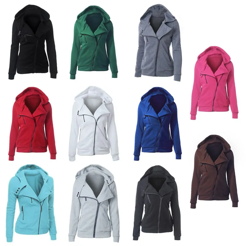 Women Long Sleeve Jackets Zipper Warm Hoodies Jumper Overcoat