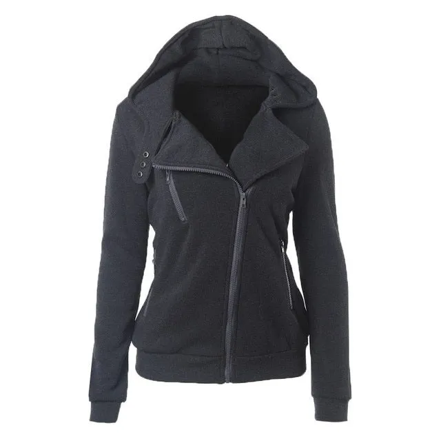 Women Long Sleeve Jackets Zipper Warm Hoodies Jumper Overcoat