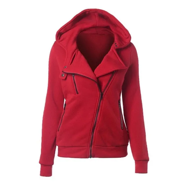 Women Long Sleeve Jackets Zipper Warm Hoodies Jumper Overcoat