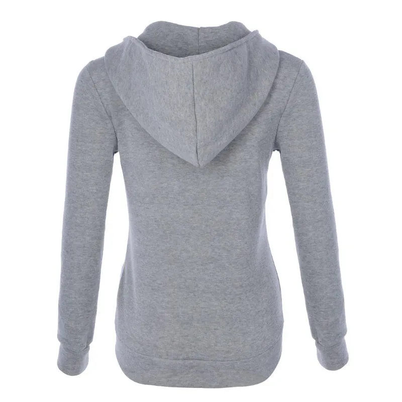 Women Long Sleeve Jackets Zipper Warm Hoodies Jumper Overcoat