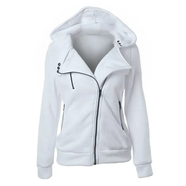 Women Long Sleeve Jackets Zipper Warm Hoodies Jumper Overcoat