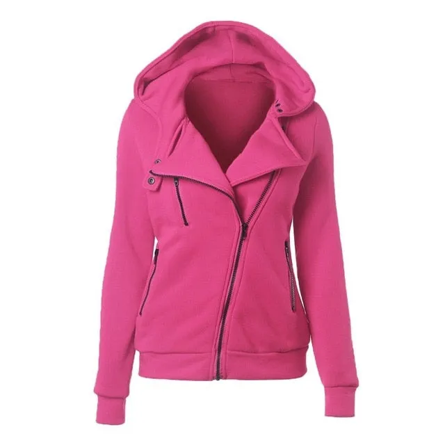 Women Long Sleeve Jackets Zipper Warm Hoodies Jumper Overcoat