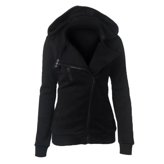 Women Long Sleeve Jackets Zipper Warm Hoodies Jumper Overcoat