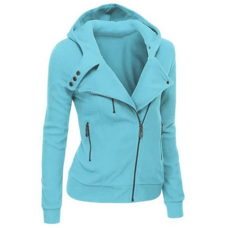 Women Long Sleeve Jackets Zipper Warm Hoodies Jumper Overcoat