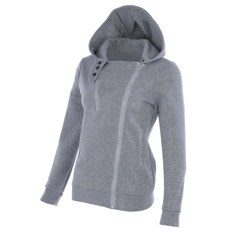 Women Long Sleeve Jackets Zipper Warm Hoodies Jumper Overcoat