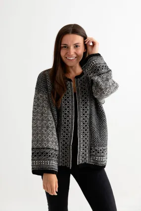 Womens Fair isle Towie Kimono Cardigan / Coatigan - Black