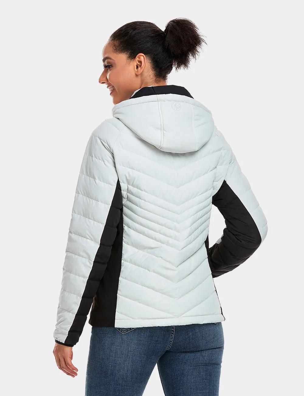 Women's Heated Down Jacket - Black / White